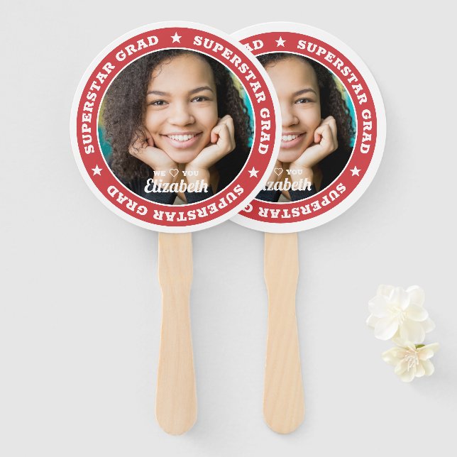 Abanico Foto de Personalizado moderno de superestrella de  (Anverso y reverso)