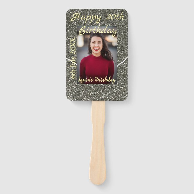 Abanico Foto de Silverglitter 20 cumpleaños fecha de añadi (Anverso)