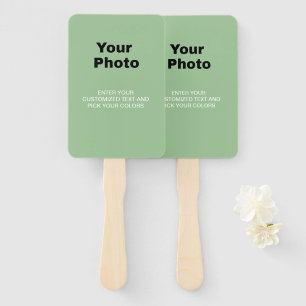 Abanico Foto de un Personalizado de Boda verde sabio moder