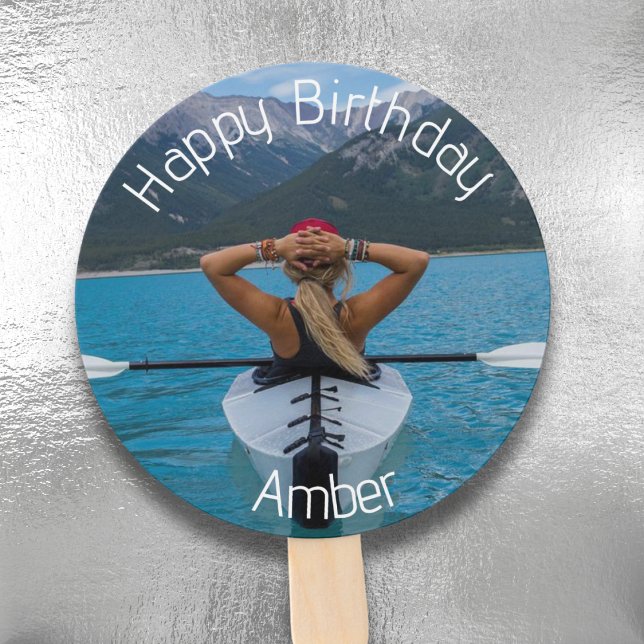 Abanico Foto feliz cumpleaños (Personalized Circle Photo Birthday Hand Fan)
