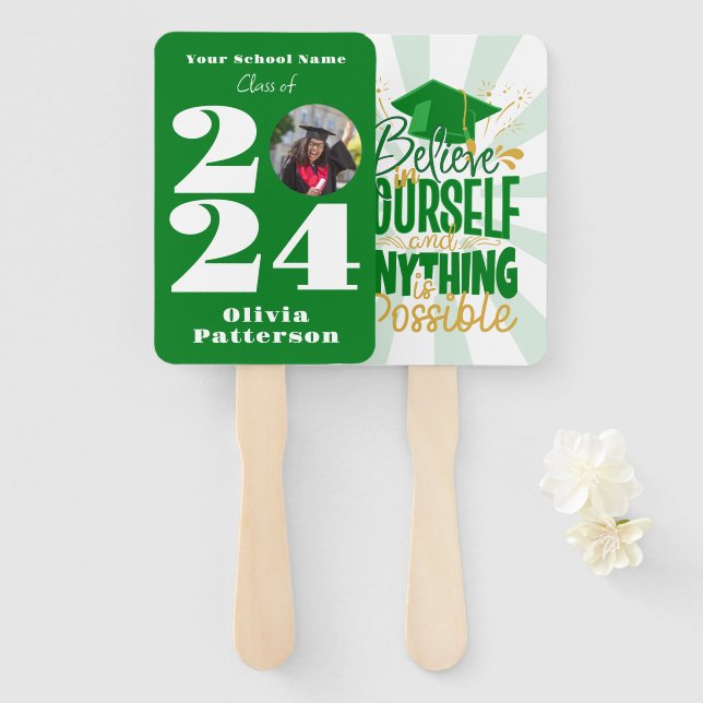 Abanico Foto personalizada de la promoción de 2024 (Anverso y reverso)