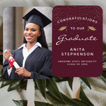 Foto personalizado Borgoña Graduación de oro blanc