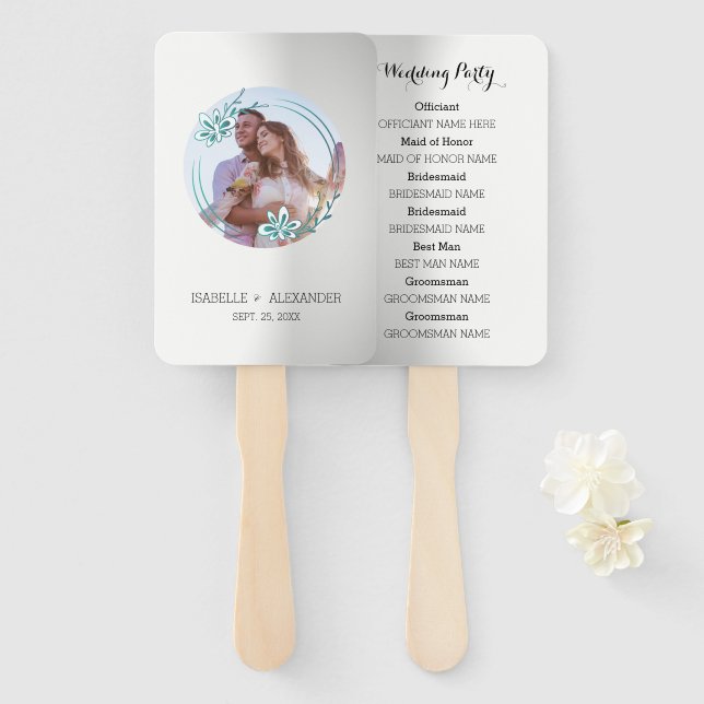 Abanico Foto personalizado de Turquoise Wreath (Anverso y reverso)