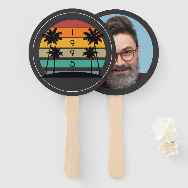 Abanico Fotografía de la época de sol de la franja retro d (Anverso y reverso)