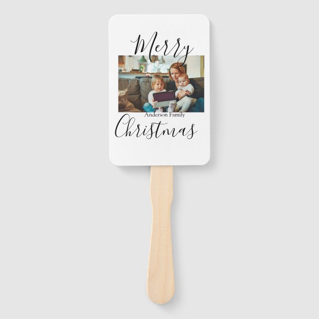 Abanico Fotos de la familia Feliz Navidad, moderno, elegan (Anverso)