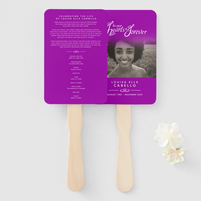 Abanico Fotos del servicio de memoria fanáticos de program (Anverso y reverso)