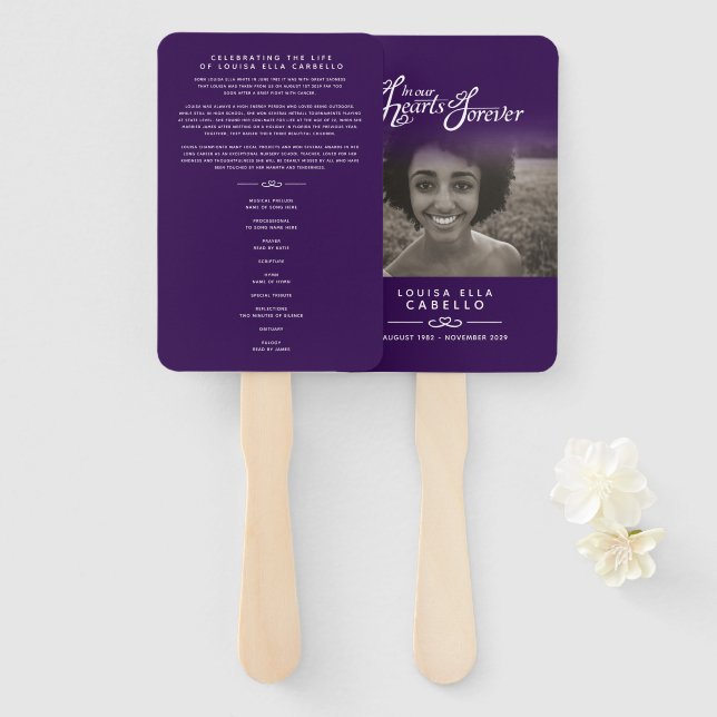 Abanico Fotos del servicio de memoria fanáticos del progra (Anverso y reverso)