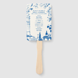 Abanico French Blue European Garden Wedding Program