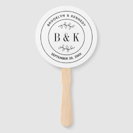 Abanico Fun bucal botánico Monograma Boda Nombre de la par