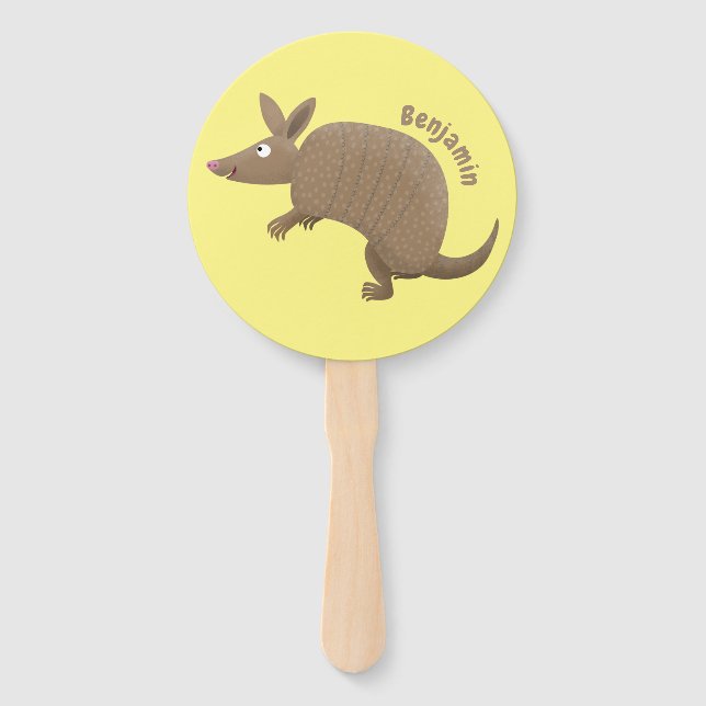 Abanico Funny armadillo feliz personalizado ilustracion (Anverso)