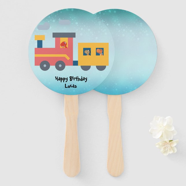 Abanico Funny dinosaurio camión camión de tren Back 2 Scho (Anverso y reverso)