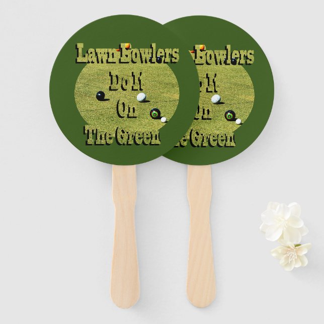Abanico Funny Lawn Bowlers Lo Hace, Hand Fans (Anverso y reverso)