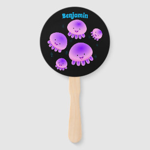 Abanico Gallito rosa morado kawaii personalizado
