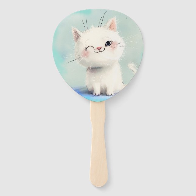 Abanico Gatito blanco lindo (Anverso)
