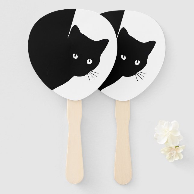 Abanico Gato negro astuto (Anverso y reverso)