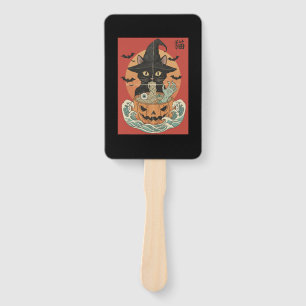Abanico Gato negro come ramen japonés para Halloween
