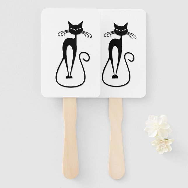 Abanico Gato negro flaco caprichoso (Anverso y reverso)