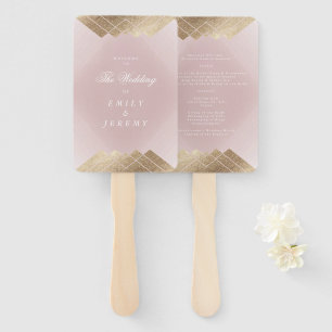 Abanico Gatsby de oro rosado geométrico Boda