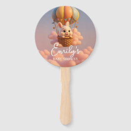 Abanico Gender Reveal Hand Fan, Bunny Balloon Neutral Team