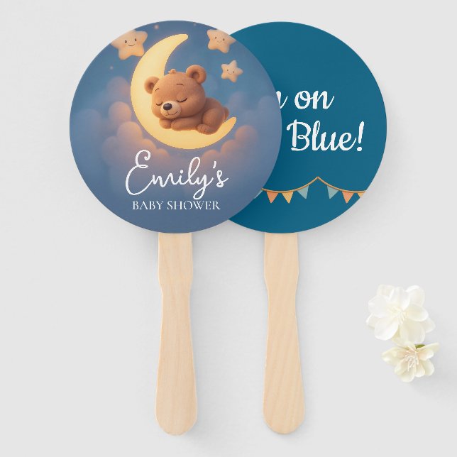 Abanico Gender Reveal Hand Fan, Teddy Bear. It’s a Boy (Anverso y reverso)