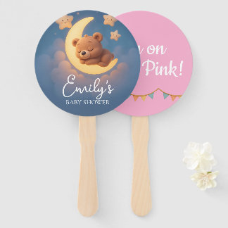 Abanico Gender Reveal Hand Fan, Teddy Bear. It’s a Girl