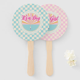 Abanico Gender Reveal Two-Sided Blue-Pink Plaid Checkered