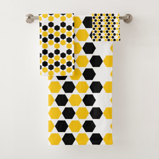 Abanico geométrico negro y amarillo de hexagrama (In situ)