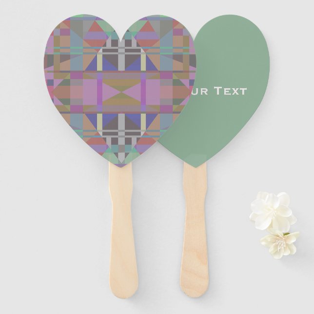 Abanico Geométrico púrpura verde conjunto de ventiladores (Anverso y reverso)