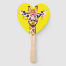 Abanico Giraffe con azadillas rosadas (bg amarillo)