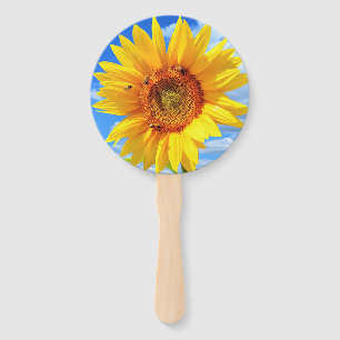 Abanico Girasol amarillo y abejas en el cielo azul - Día 