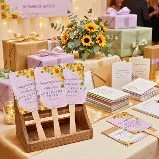 Abanico Girasol Rústico Fiesta de Jubilación Elegante de V