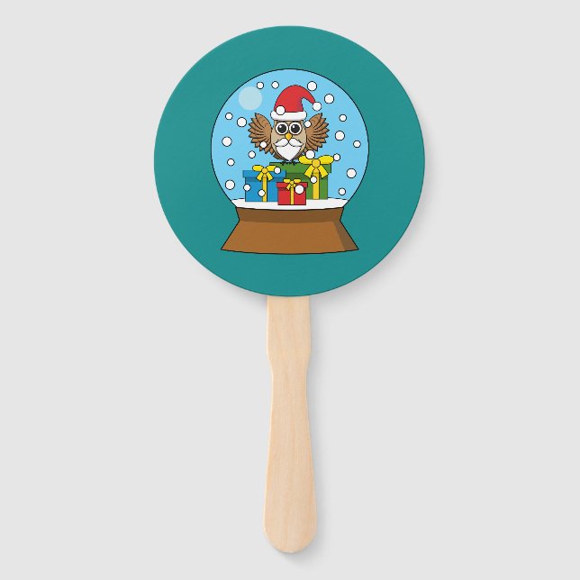 Abanico Globe de nieve con búho de Santa Claus (Anverso)