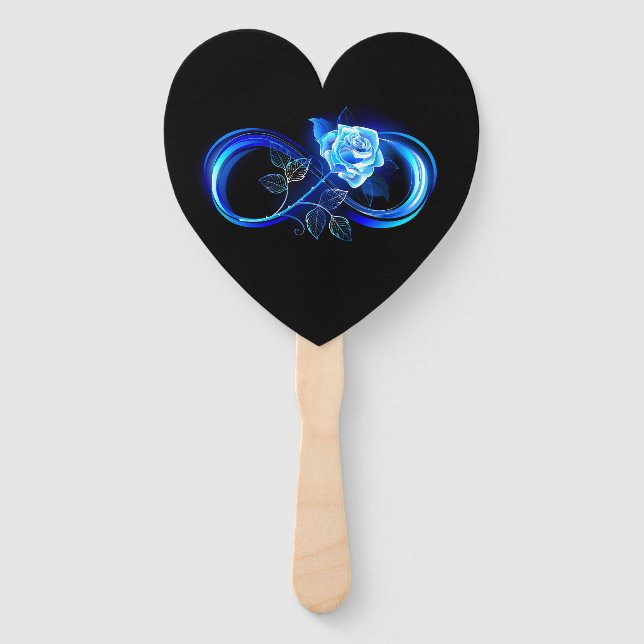 Abanico Glowing infinity with blue rose (Anverso)