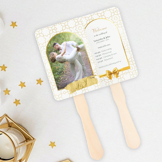 Abanico Gold Geometric Arch Wedding Ceremony Fan Program