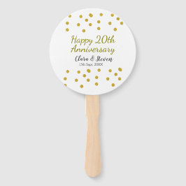 Abanico Golden dots glitter happy 20th anniversary wedding