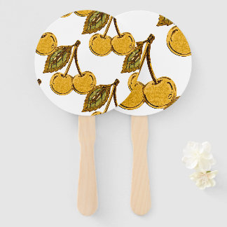 Abanico Golden Metallic Cherries Pattern
