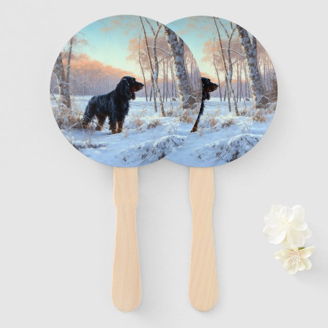 Abanico Gordon Setter Deja que nieve Navidad (Anverso y reverso)