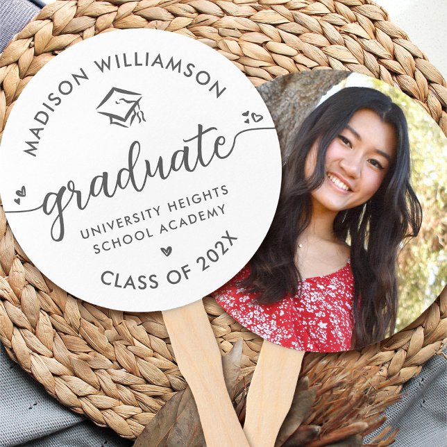 Abanico Gorra de Corazones de Guión Gris de Graduación de  (Subido por el creador)