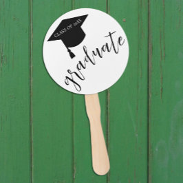 Abanico Gorrito de graduación minimalista negro y blanco G