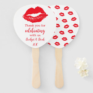 Abanico Gracias a los besos rojos personalizados