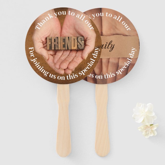 Abanico Gracias a nuestros amigos y familiares (Anverso y reverso)