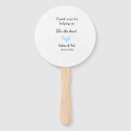 Abanico gracias amarra el nudo azul corazón boda rústico