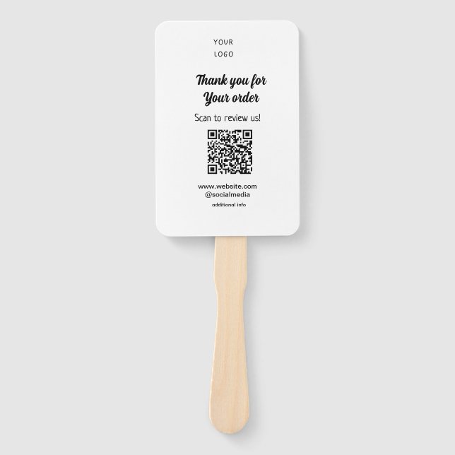 Abanico Gracias por el escaneo de pedidos Revisar el logot (Anverso)