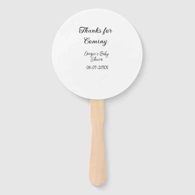 Abanico Gracias por venir a la ducha de bebé, simple y mod (Anverso)