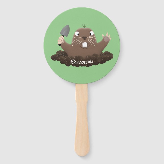 Abanico Gracioso gopher digging personalizado ilustracion (Anverso)
