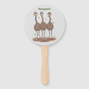 Abanico Gracioso ilustracion del trío de emu australiano p