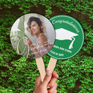 Abanico Grad Cap Modern Graduate Photo Green