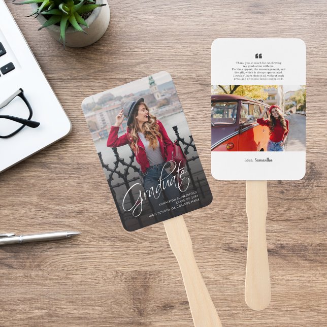 Abanico Graduación 2025 Foto Grad Gracias (Graduation 2025 Photo Grad Thank You Hand Fan)