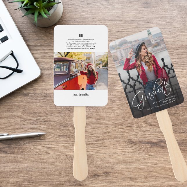 Abanico Graduación 2025 Fotos de Grado Moderno Gracias (Graduation 2025 Grad Photos Modern Thank You Hand Fan)