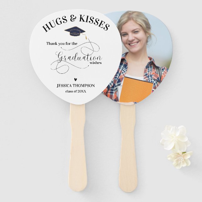 Abanico Graduación de clase de fotos blancas en blanco y n (Anverso y reverso)